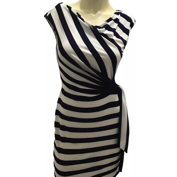 Lauren Ralph Lauren Dresses & Skirts - LAUREN RALPH LAUREN SLEEVELESS BLUE /IVORY STRIPED WOMENS DRESS WITH BELT -4 P